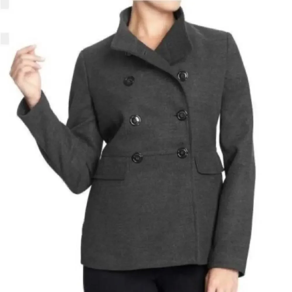 Old Navy Women's Peacoat Dark Charcoal Gray Double Breasted Jacket Medium